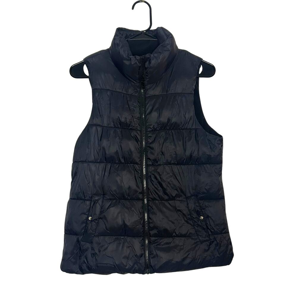 Old Navy XS Black Quilted Puffer Vest Fleece Lined Gorpcore Fall Winter